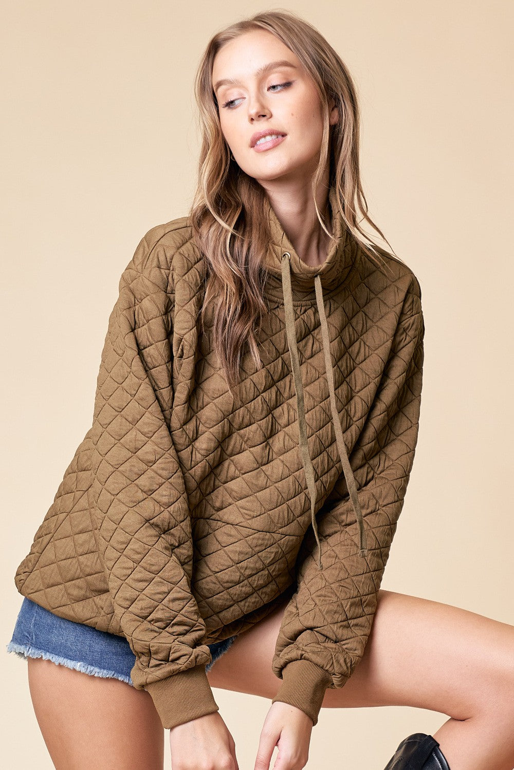 Quilted Brown Pullover