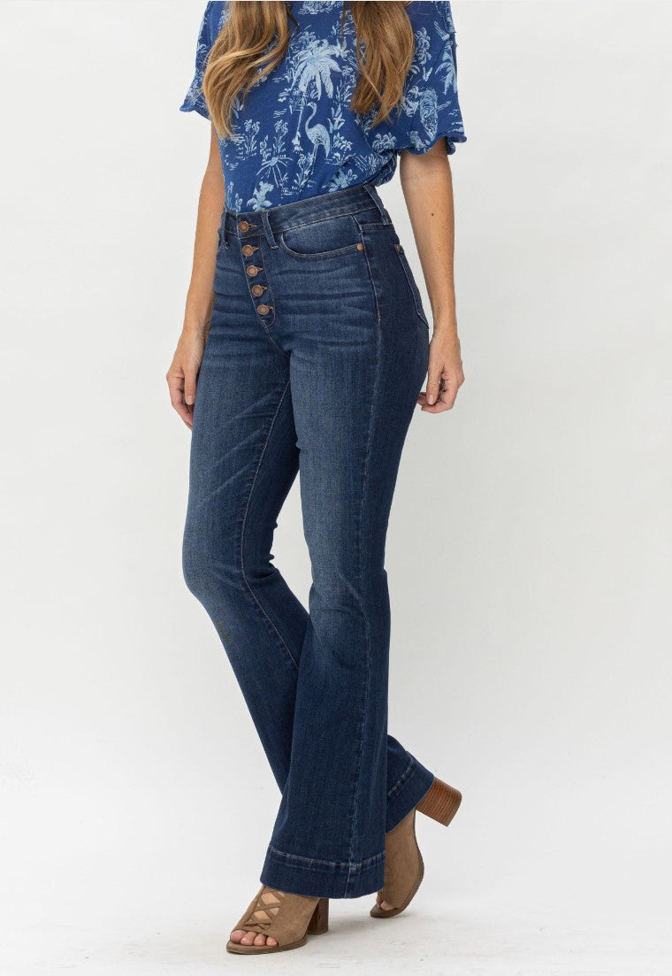 Judy Blue High Waisted Button Fly Trouser Flare