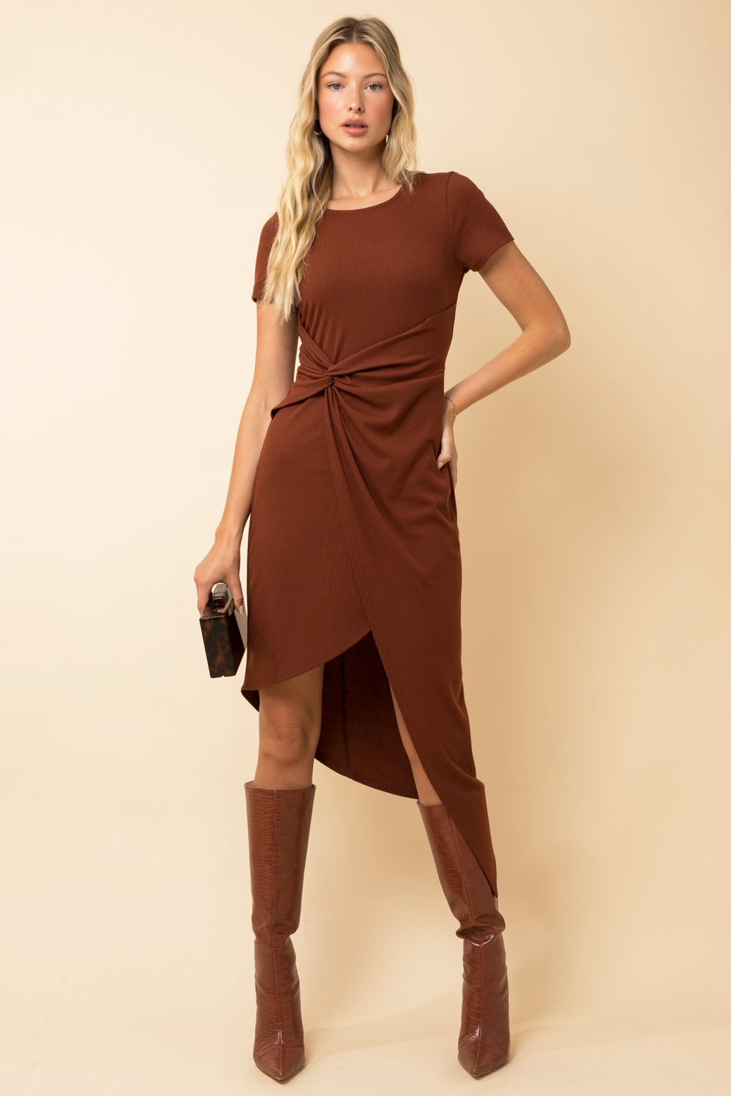 Twisted Airbrush Midi Dress