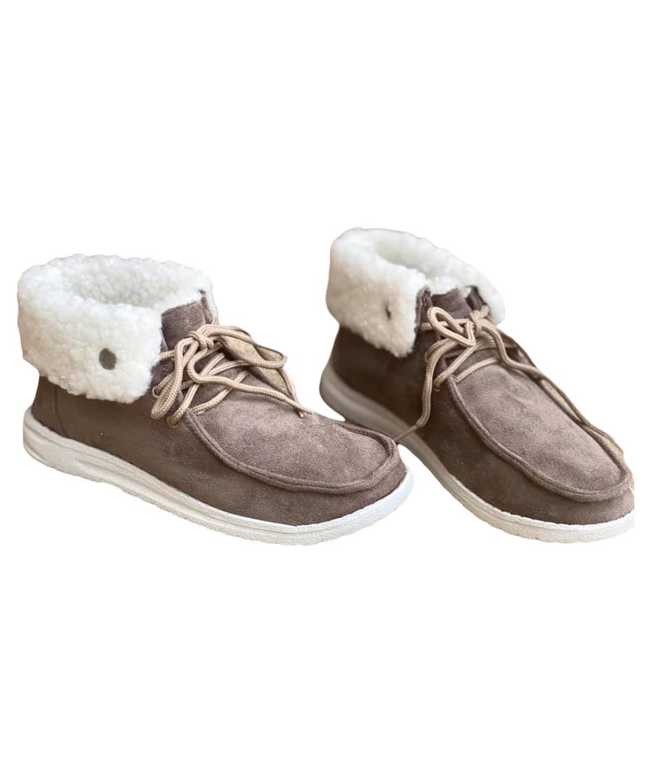 Taupe Sherpa Sneakers
