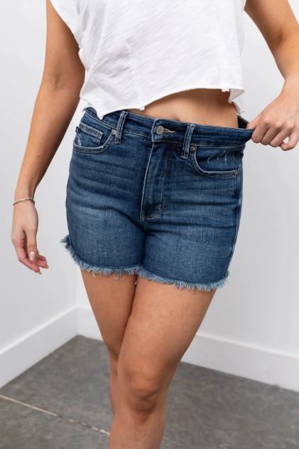 Judy Blue Tummy Control Raw Hem Shorts