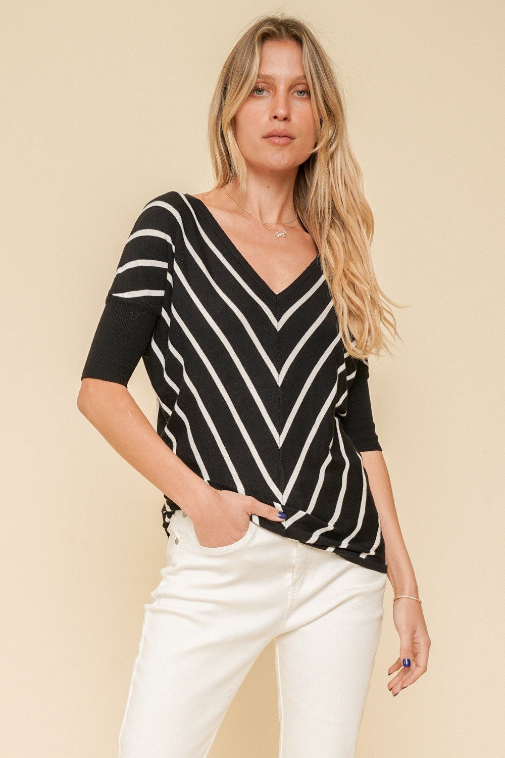 Black and White Dolman Top