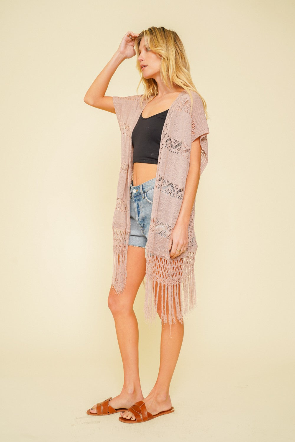 Crochet  Knit Tassel Kimono