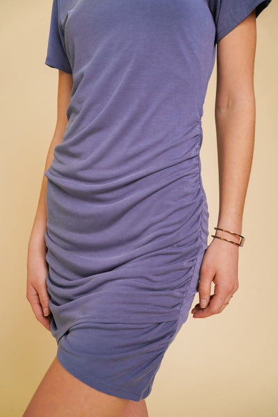 Ruched Tulip Hem T-Shirt Dress