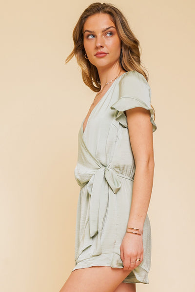 Satin Sage Romper