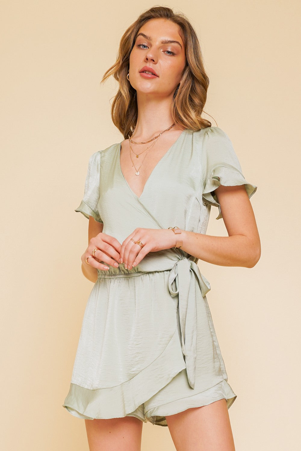 Satin Sage Romper