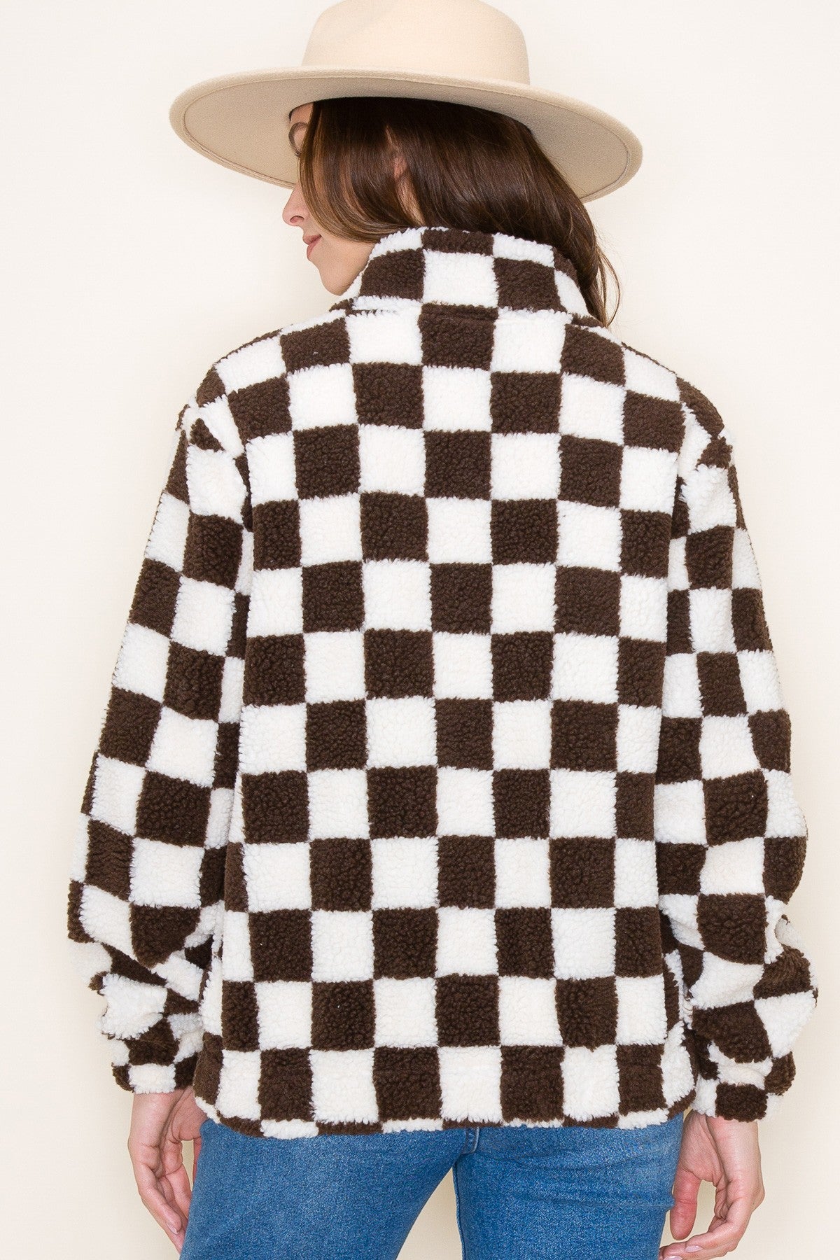 Checkered Fleece Zip Up