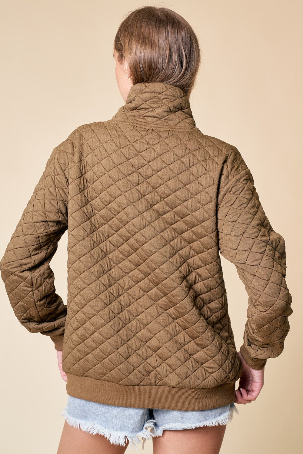 Quilted Brown Pullover