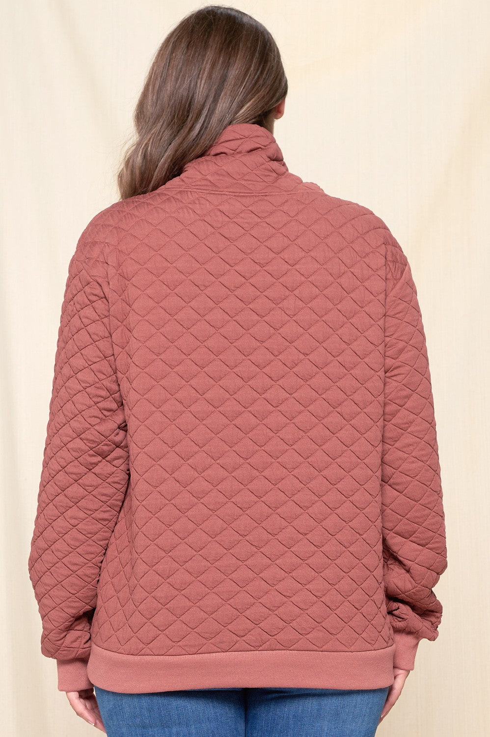 Funnel Neck Quilted Pullover Top