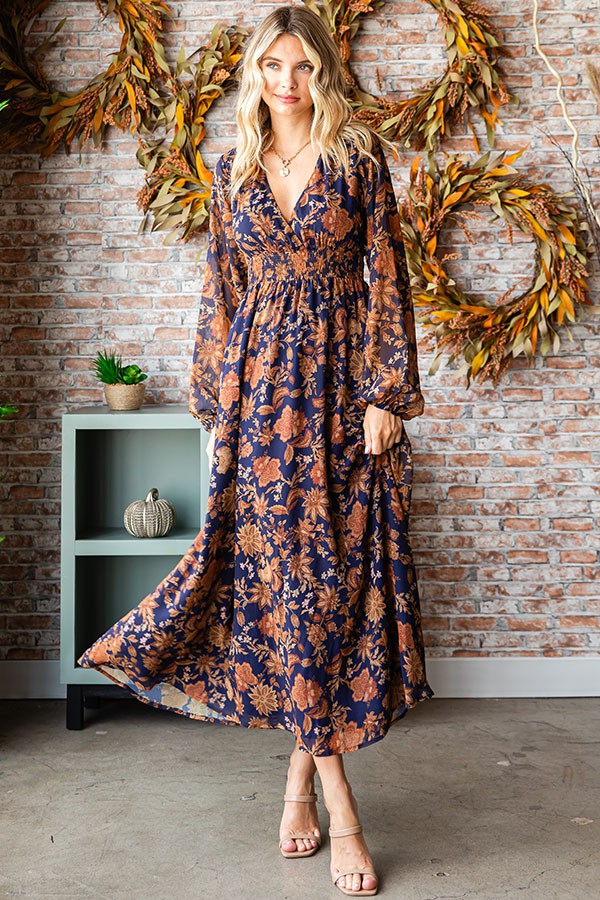 Floral Long Sleeve Maxi Dress