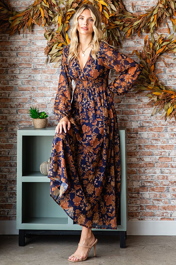 Floral Long Sleeve Maxi Dress