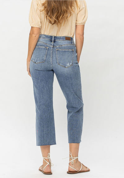 Judy Blue Highwaist Destroy Crop Wide Leg