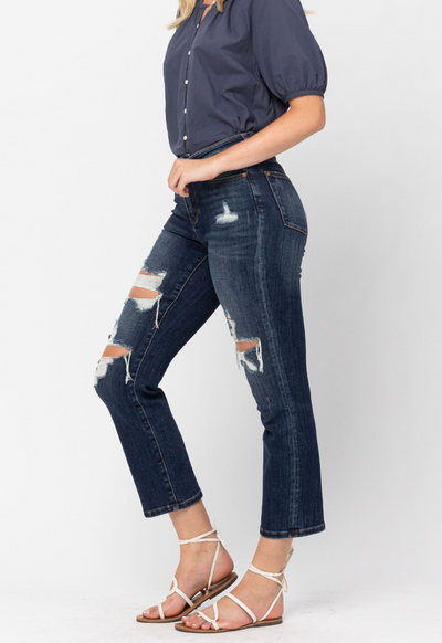 Mid Rise Crop Leg Straight Judy Blues