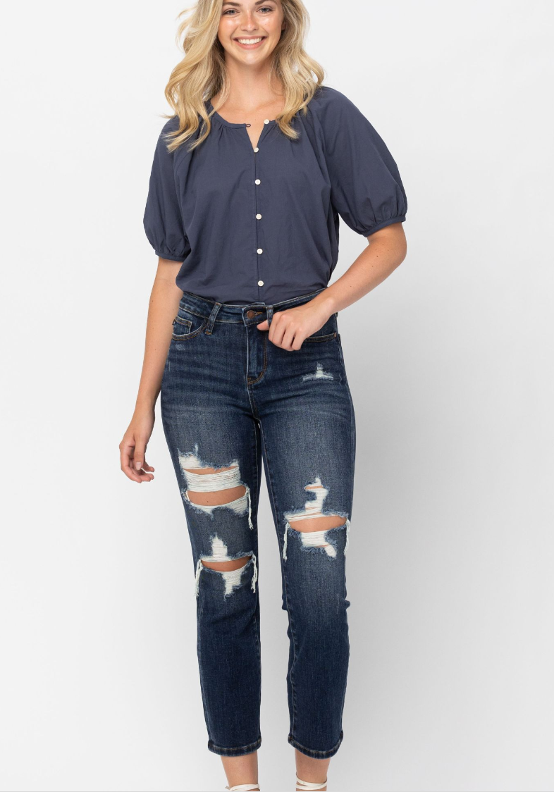 Mid Rise Crop Leg Straight Judy Blues