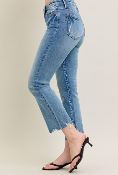 Judy Blue Mid Rise Hem Kick Flare