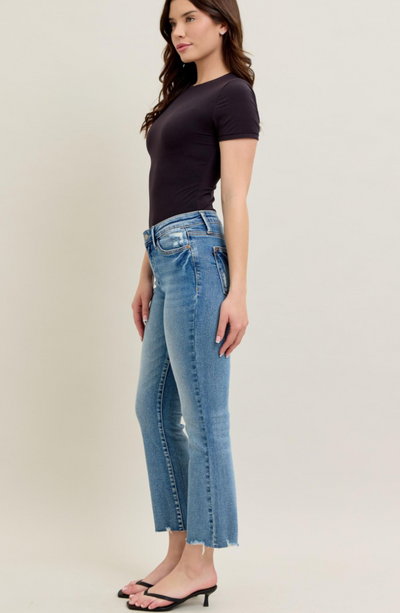 Judy Blue Mid Rise Hem Kick Flare