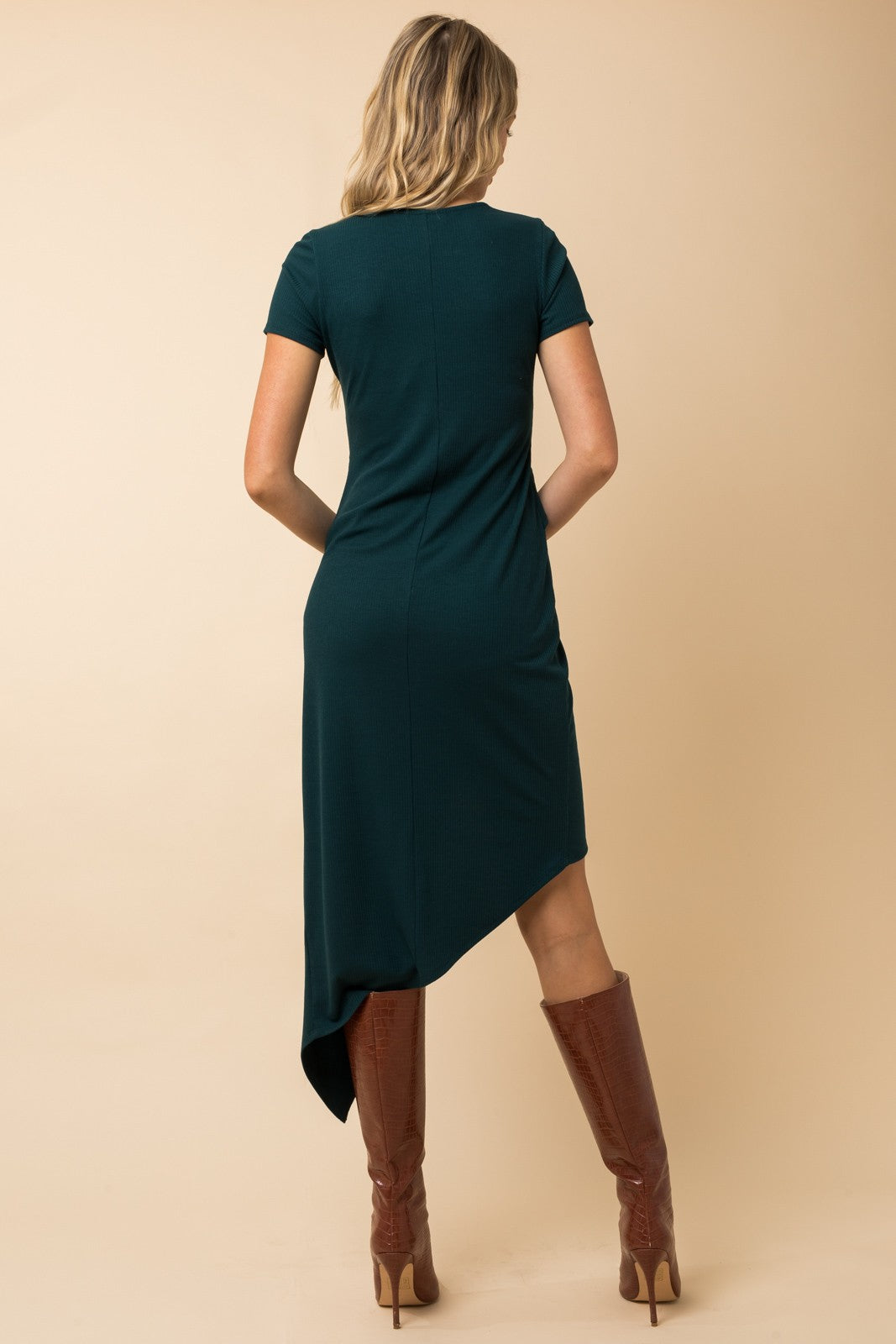 Twist Wrap Midi Dress - Green