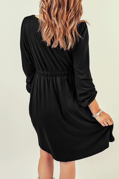 Long Sleeve Black Button Up Dress