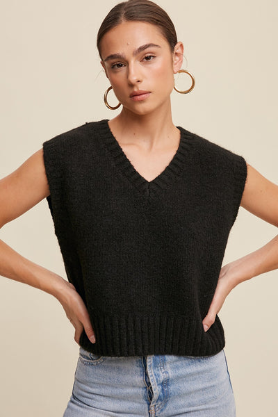 Soft Touch Knit Vest -Black