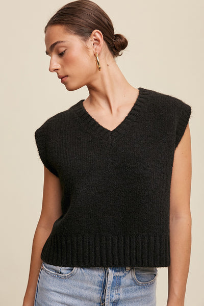 Soft Touch Knit Vest -Black