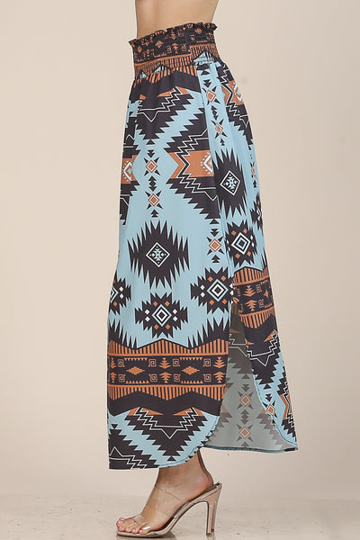 Blue Aztec Maxi Skirt