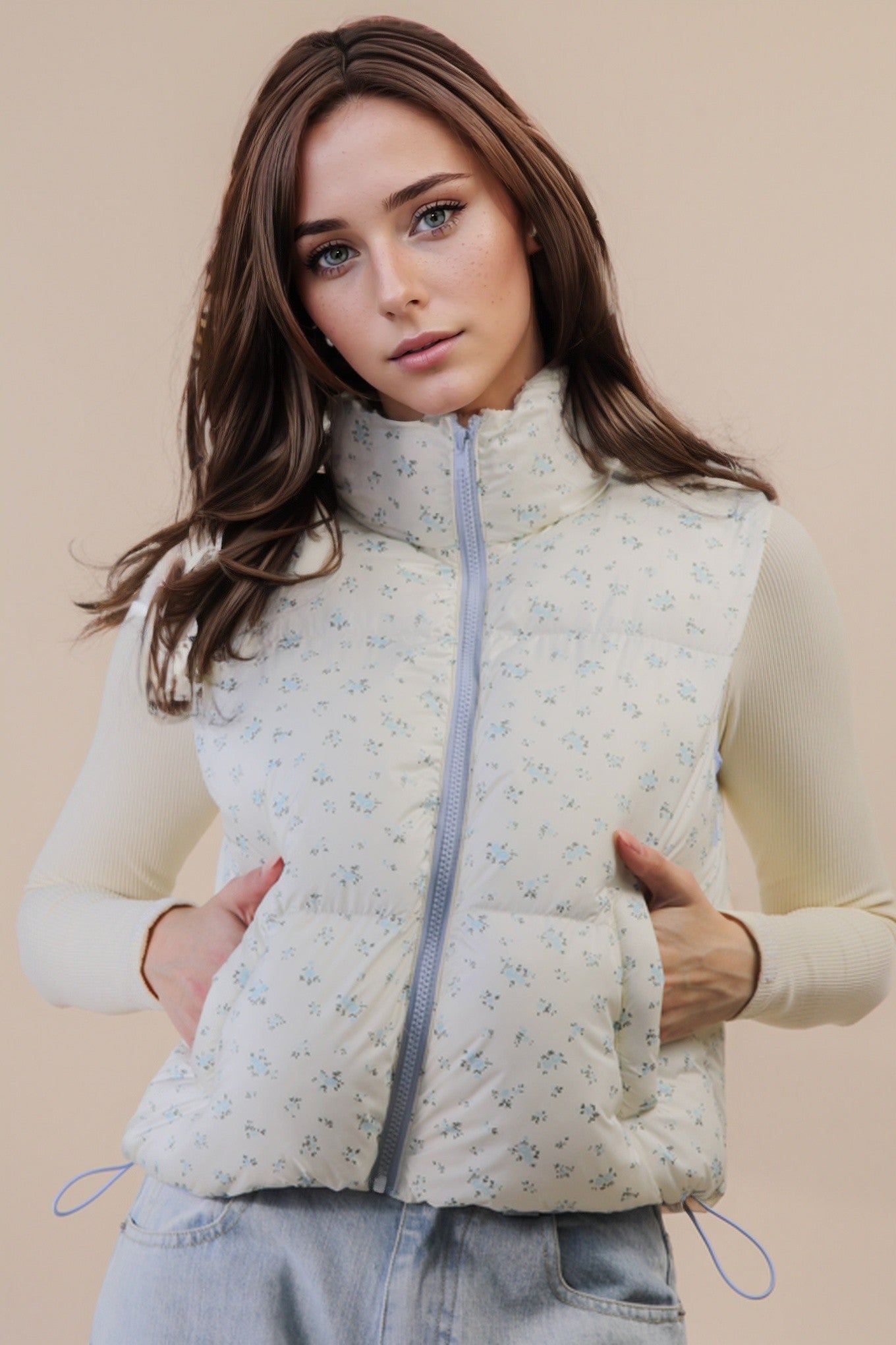 Floral Puffer Vest