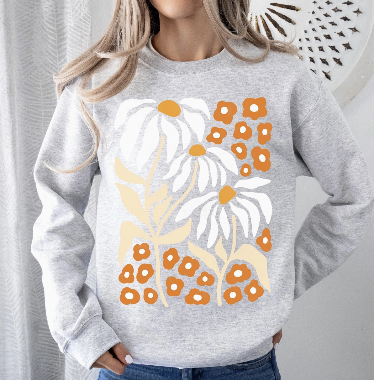 Boho Daises Crewneck Sweatshirt