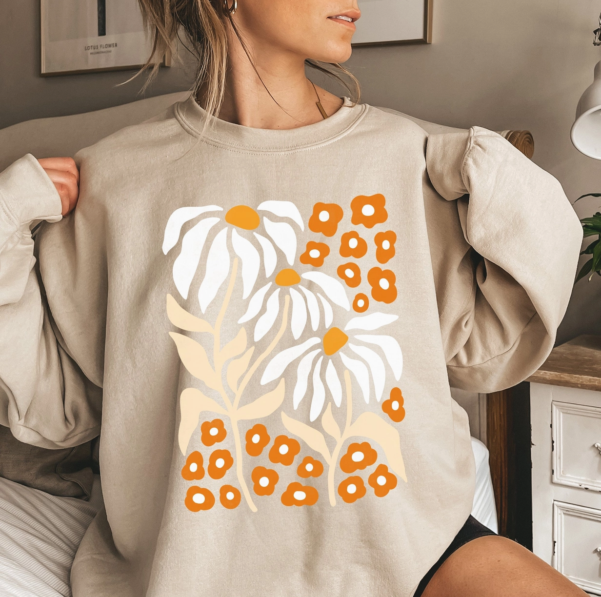 Boho Daises Crewneck Sweatshirt