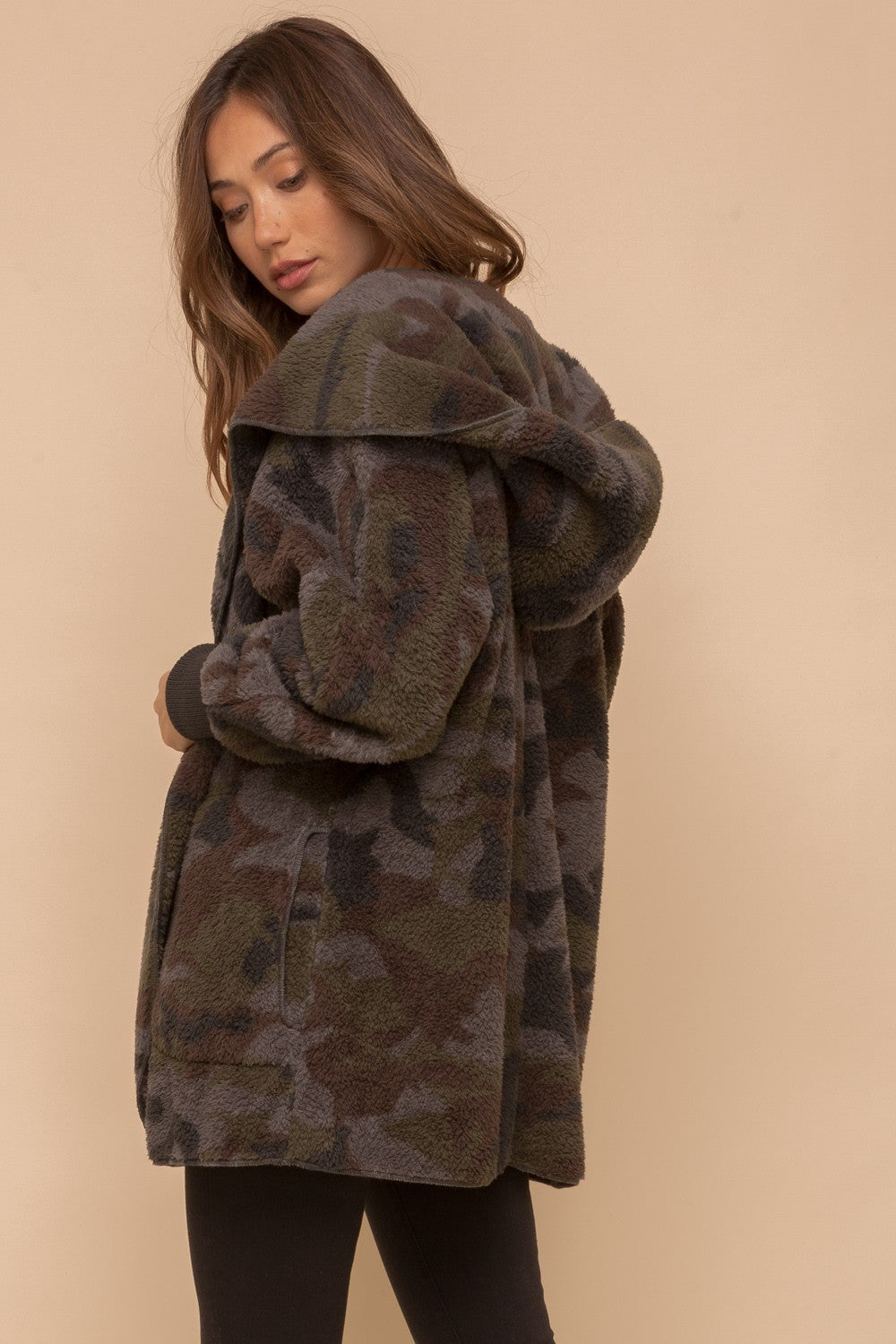 Camo Sherpa Open Jacket