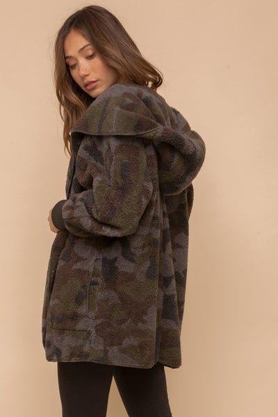 Camo Sherpa Open Jacket