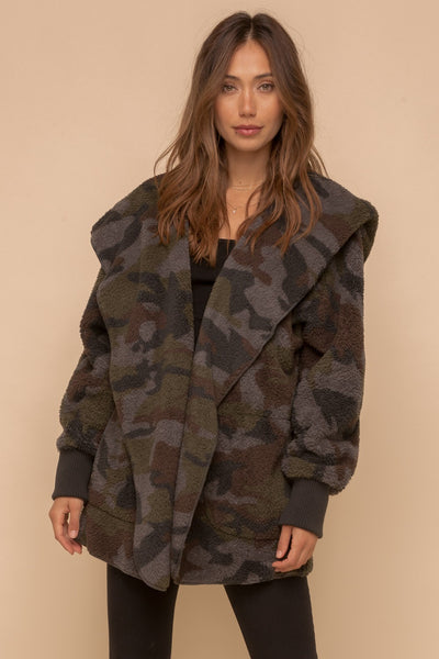 Camo Sherpa Open Jacket