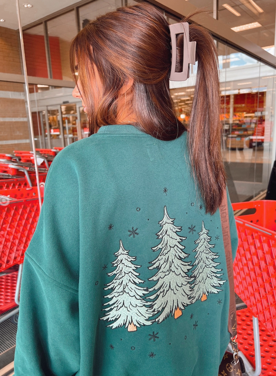 Embroidered Christmas Trees Sweatshirt