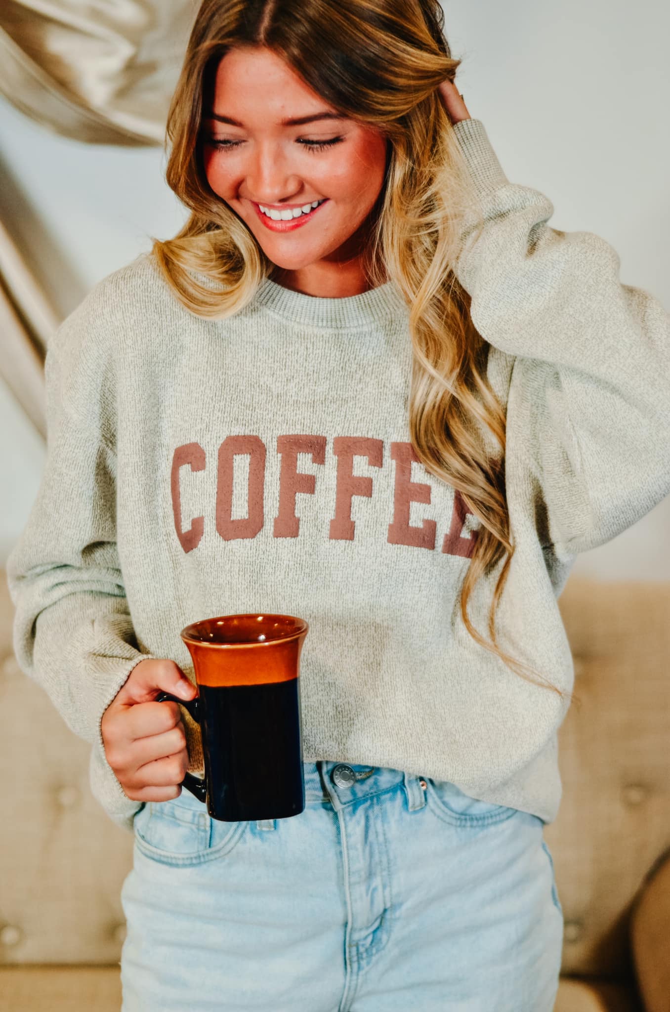 Luxe Coffee Puff Knit Sweater