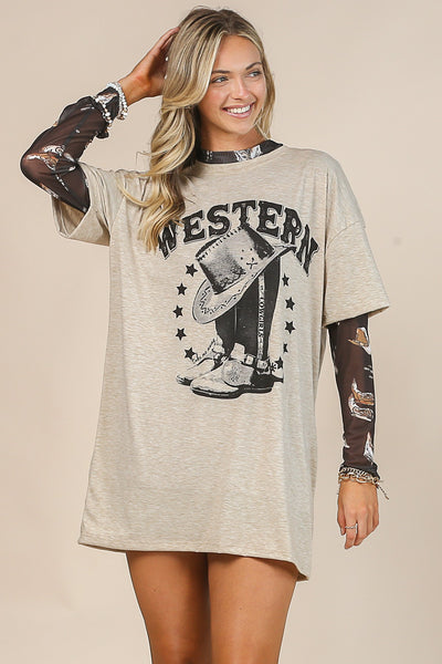 Horse and Hats Relaxed Mesh Top