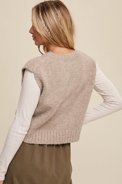 Soft Touch Knit Vest -Cream