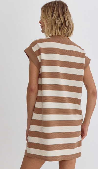 Light Mocha Stripe Mini Dress