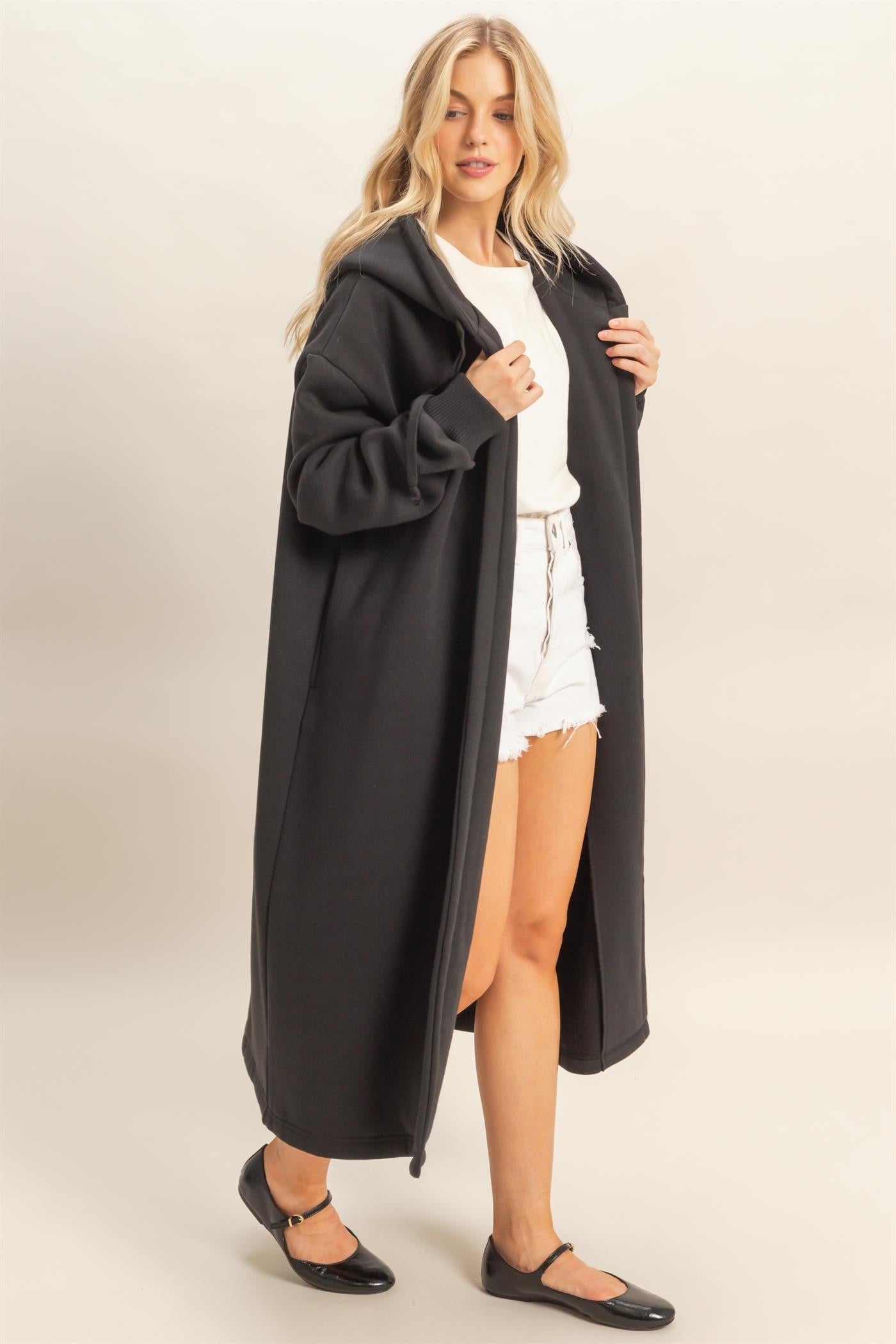 Fleece Long Hooded Coat