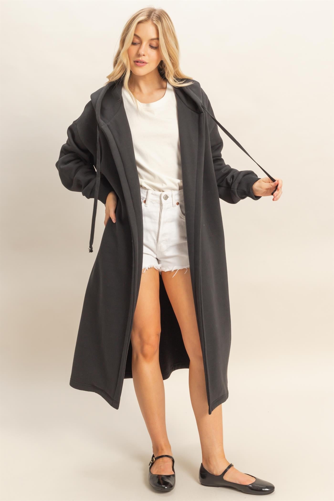 Fleece Long Hooded Coat