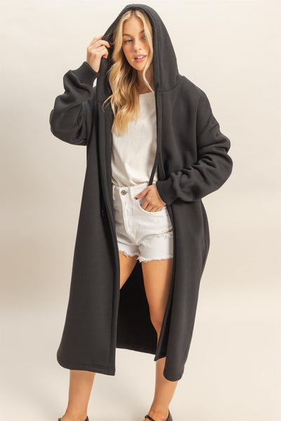 Fleece Long Hooded Coat