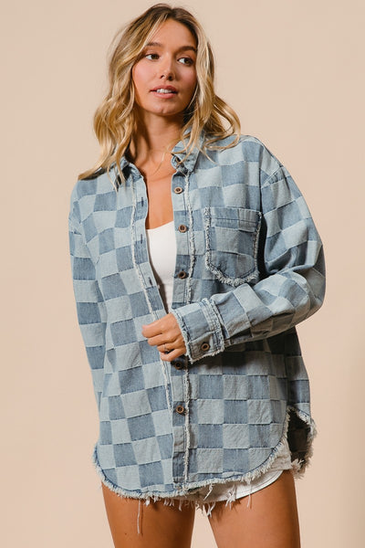 Washed Checkered Denim Shirt