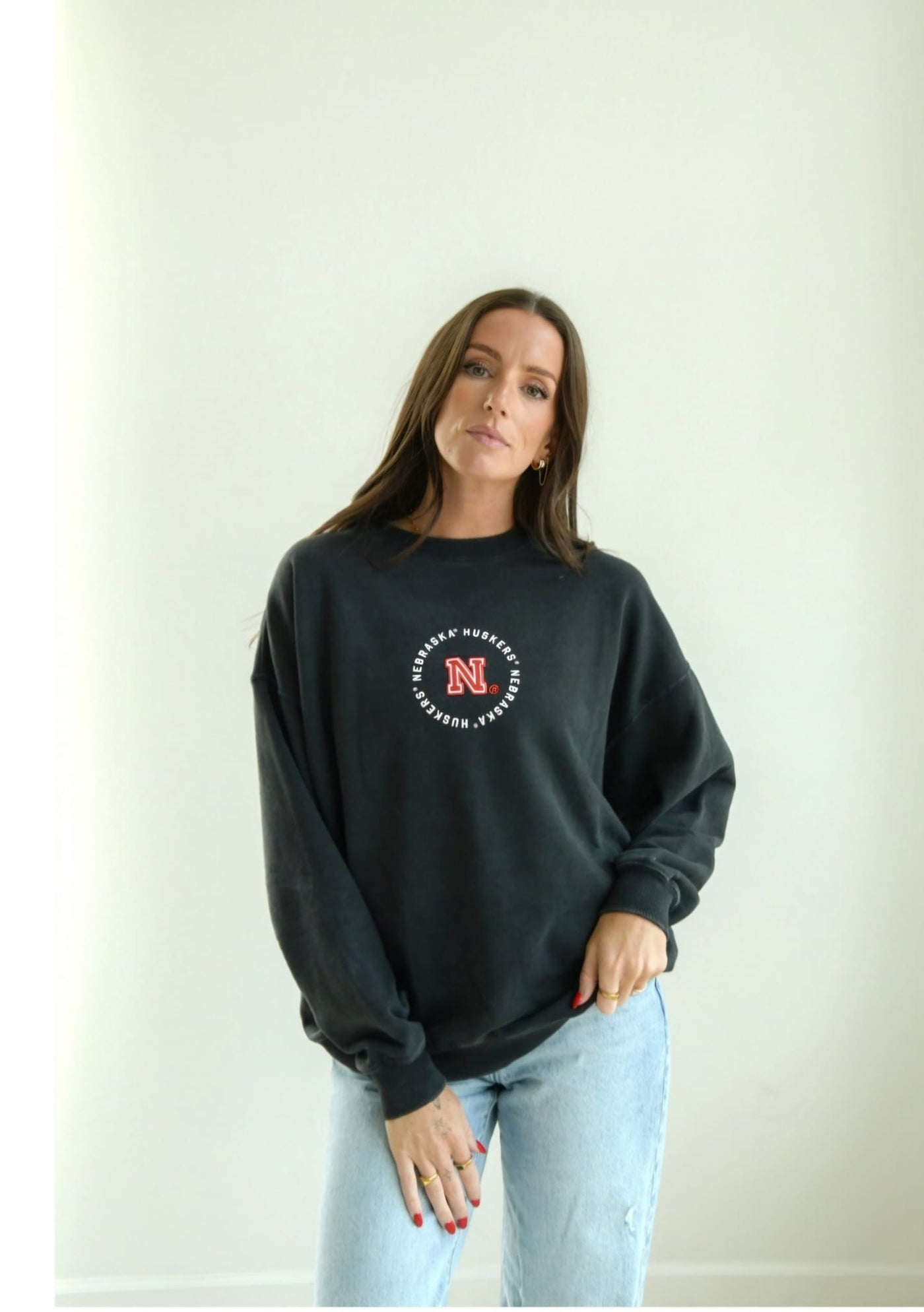 Go Big Red Embroidered Sweatshirt