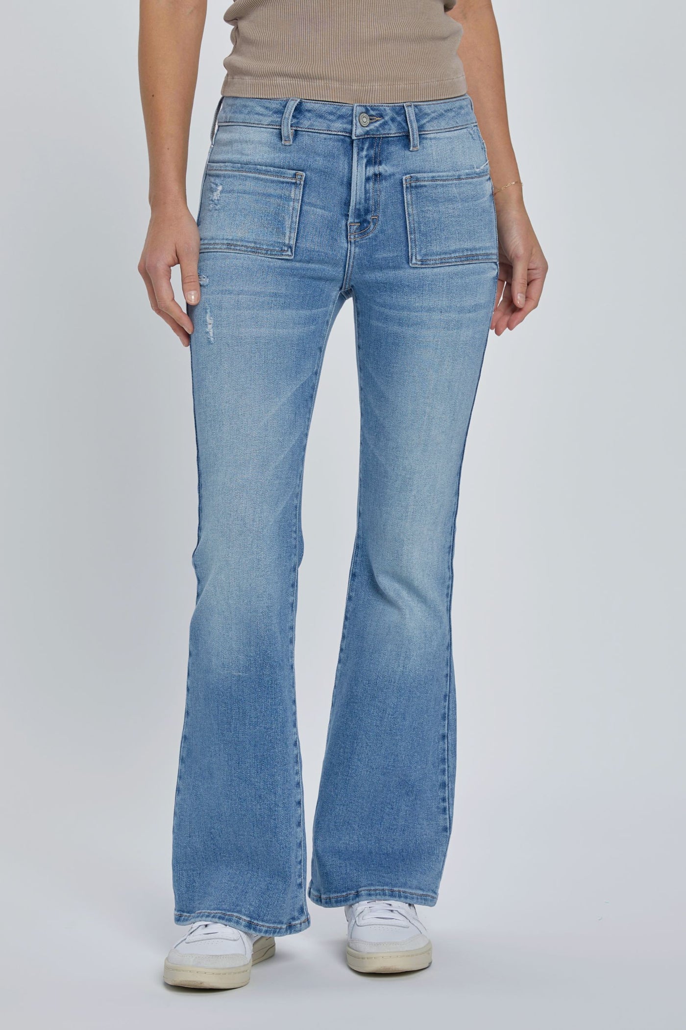 Front Pocket Denim Flare