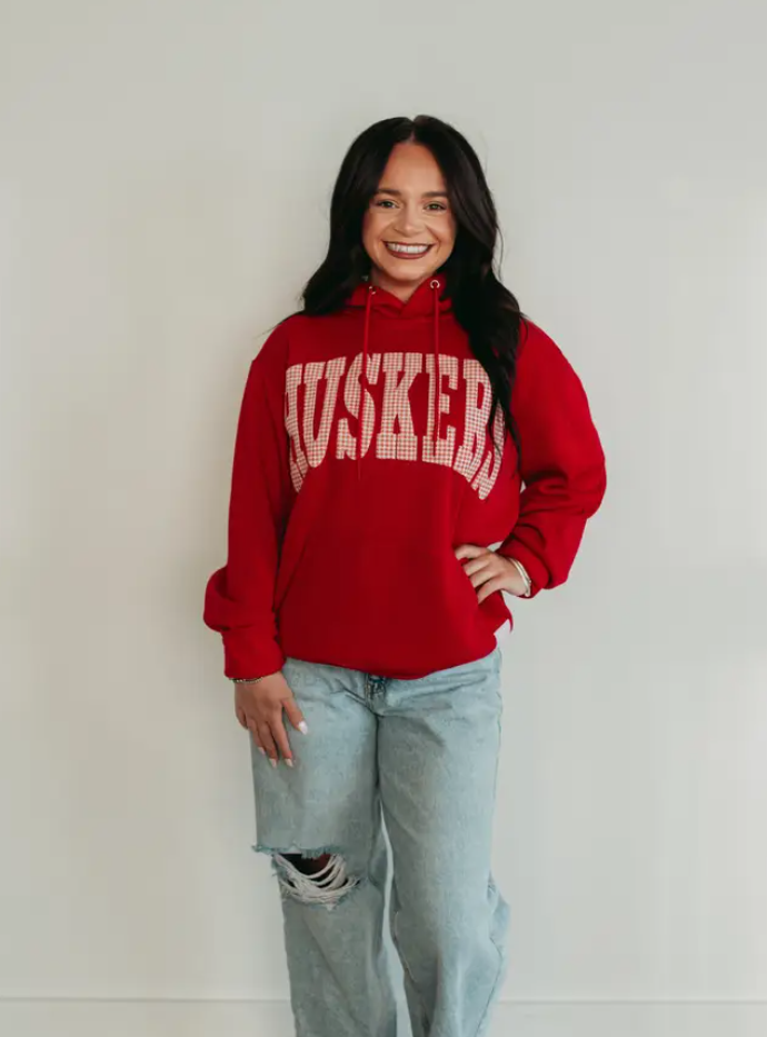 Huskers Patchwork Red Hoodie