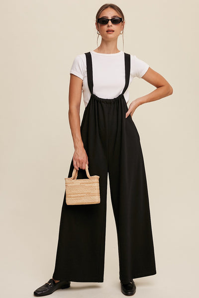 Drawstring Loose Fit Jumpsuit- Black