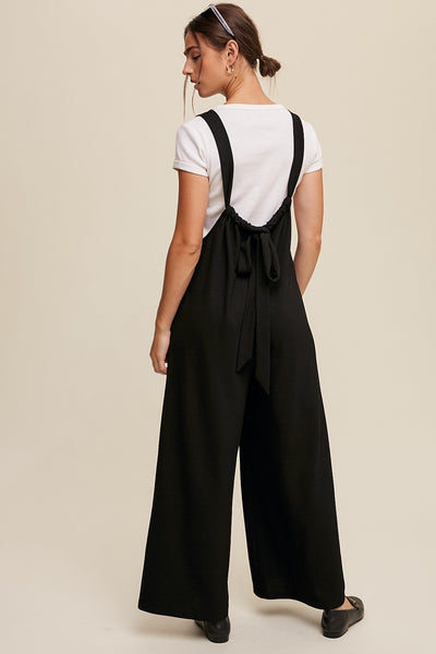 Drawstring Loose Fit Jumpsuit- Black