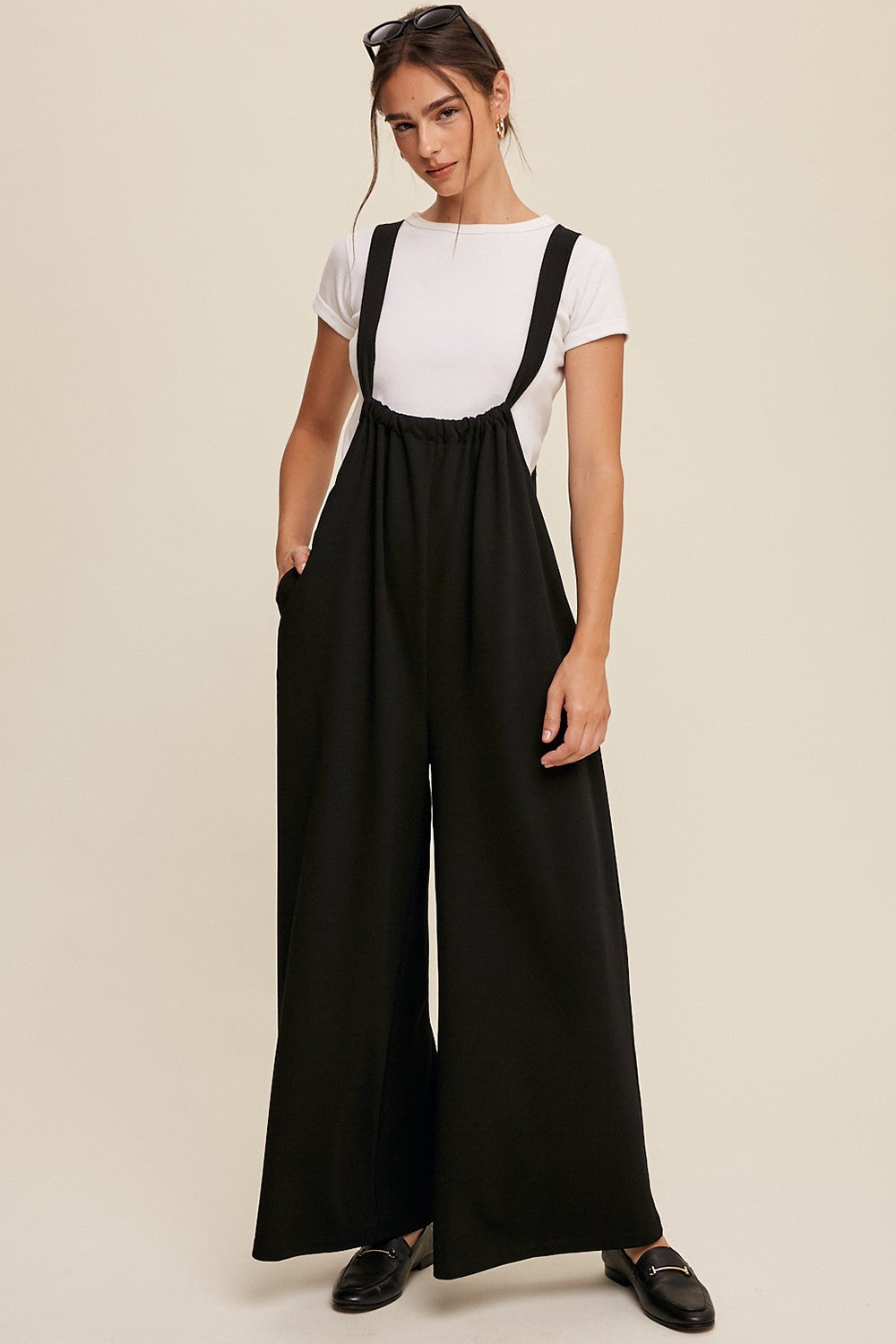 Drawstring Loose Fit Jumpsuit- Black