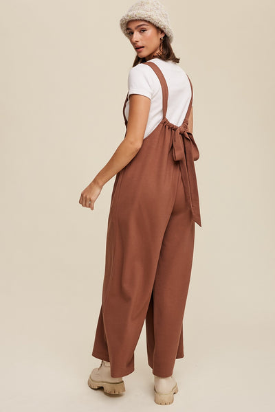 Drawstring Loose Fit Jumpsuit- Mocha