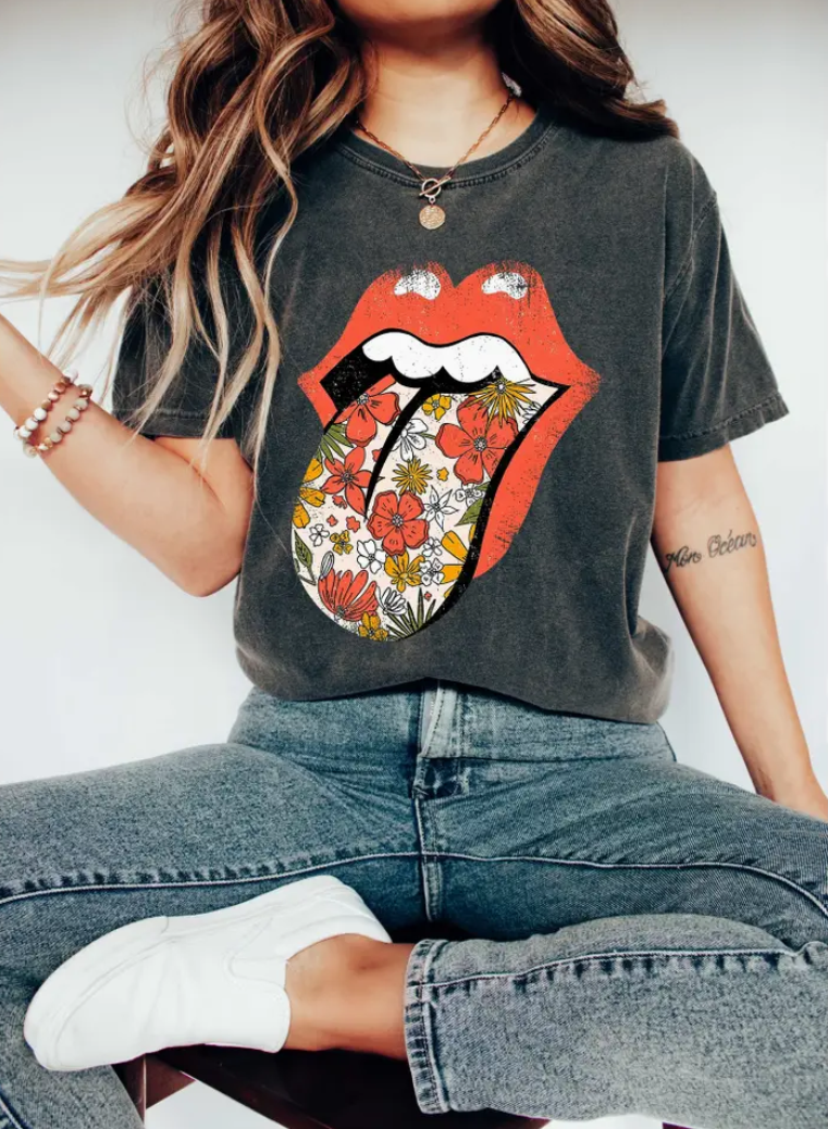 Retro Lips Rock And Roll T-Shirt