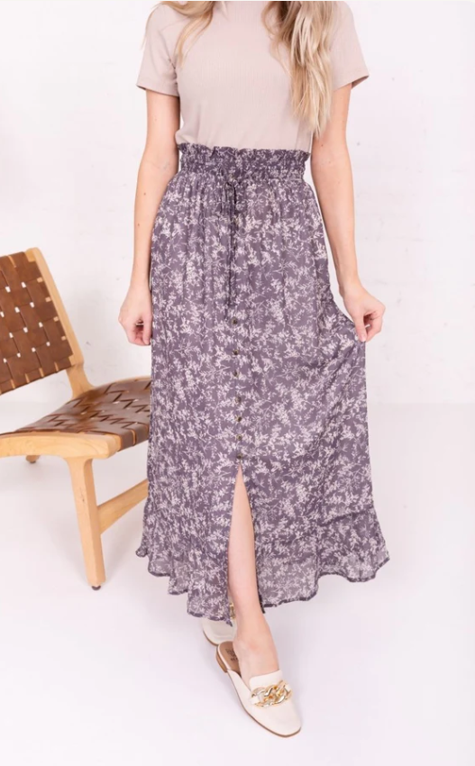 Button Front Maxi Skirt