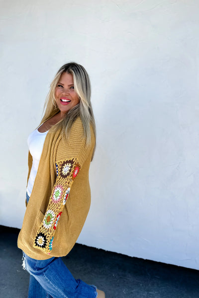 Mustard Crochet Cardigan